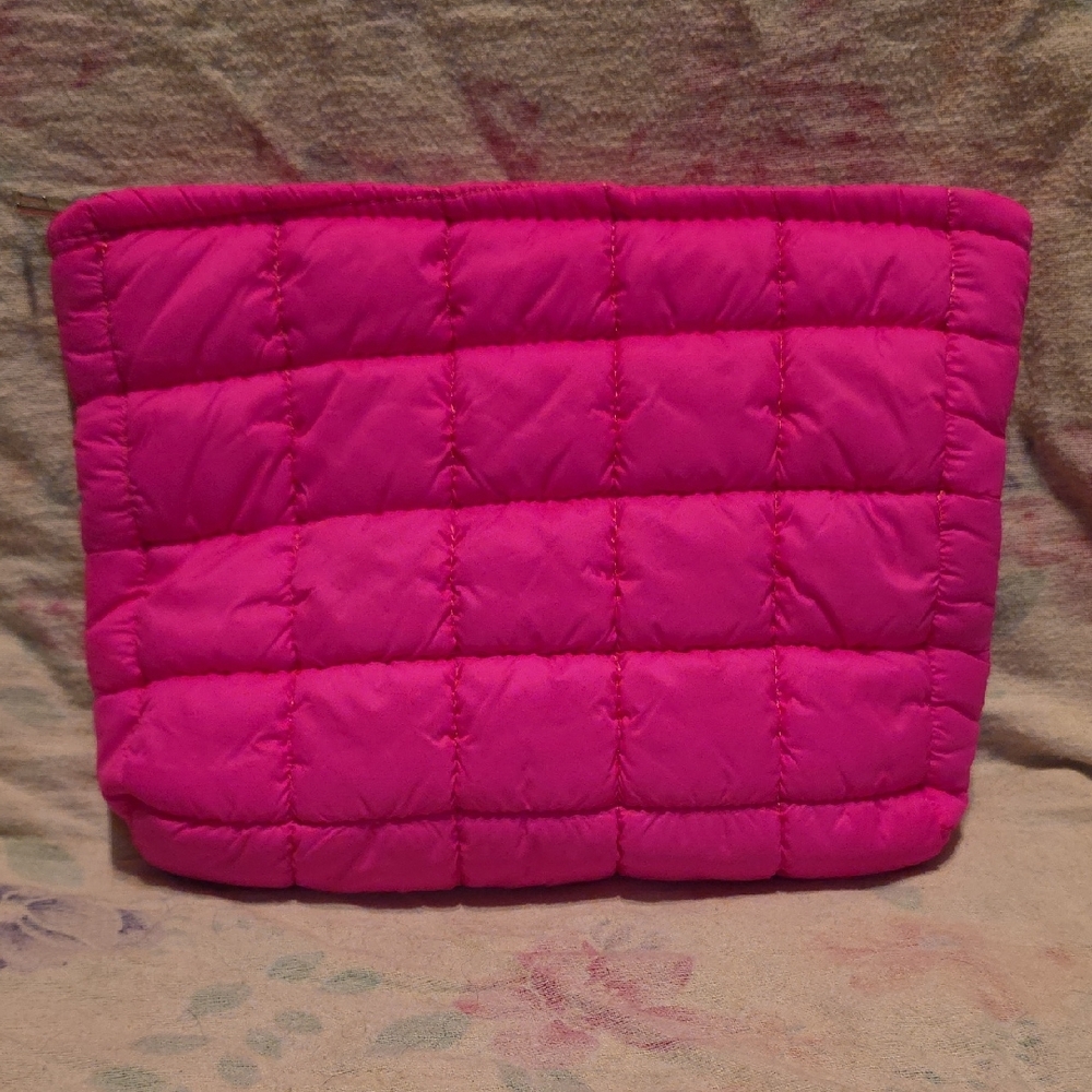 Quilted Pink Cosmetic Bag